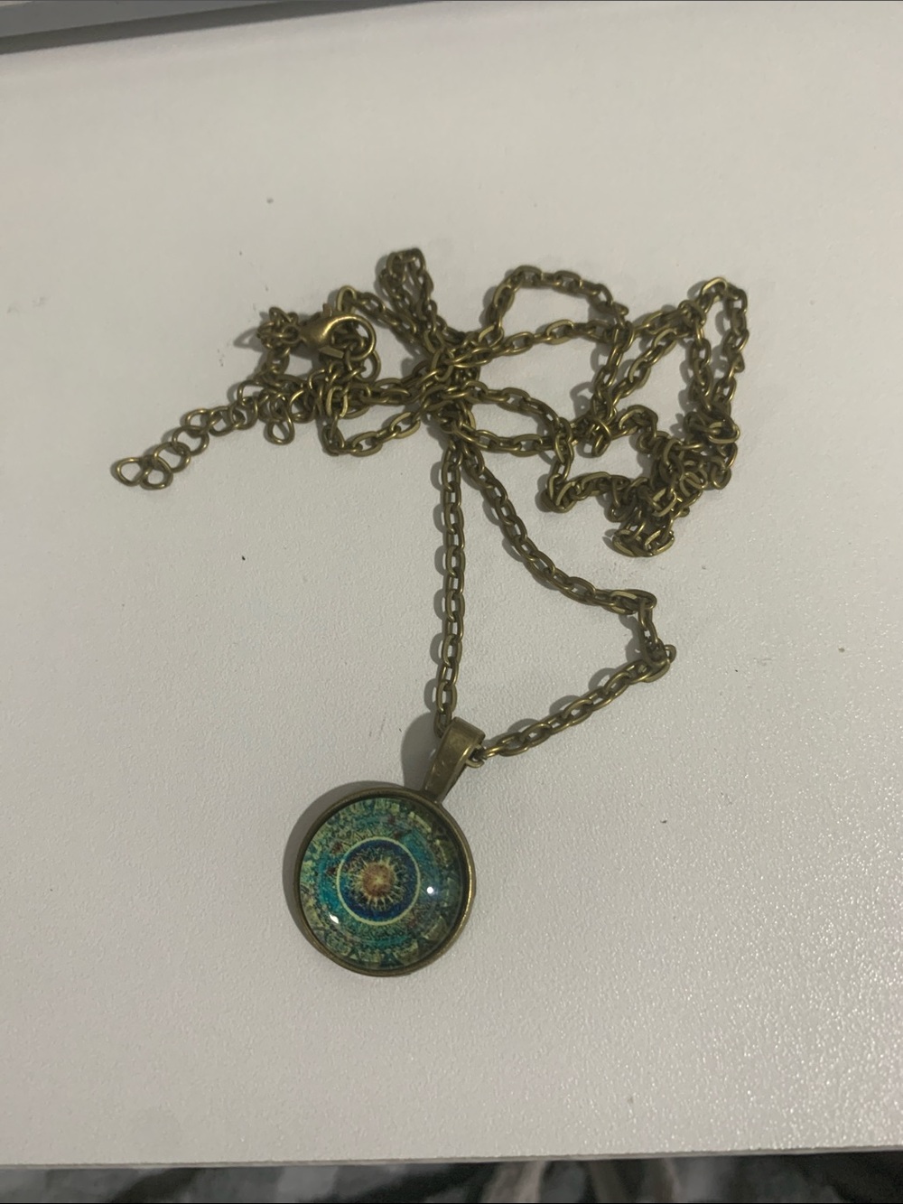 Bohemian Turquoise Glass Pendant Necklace - Unbranded
